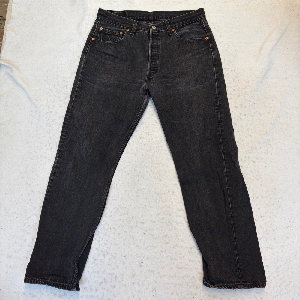 Levi's 501 Jeans Mens 34x30 Black Faded Straight Leg Button Fly